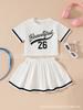 Girls' Summer Sporty 2-Piece Set: Round Neck Top & Short Skirt