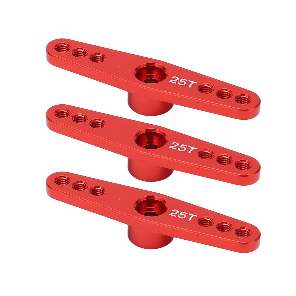 3Pcs 25T Aluminum Alloy RC Servo Arm Horn Long Type for 1 10 Remote Control Car Upgrade PartRed
