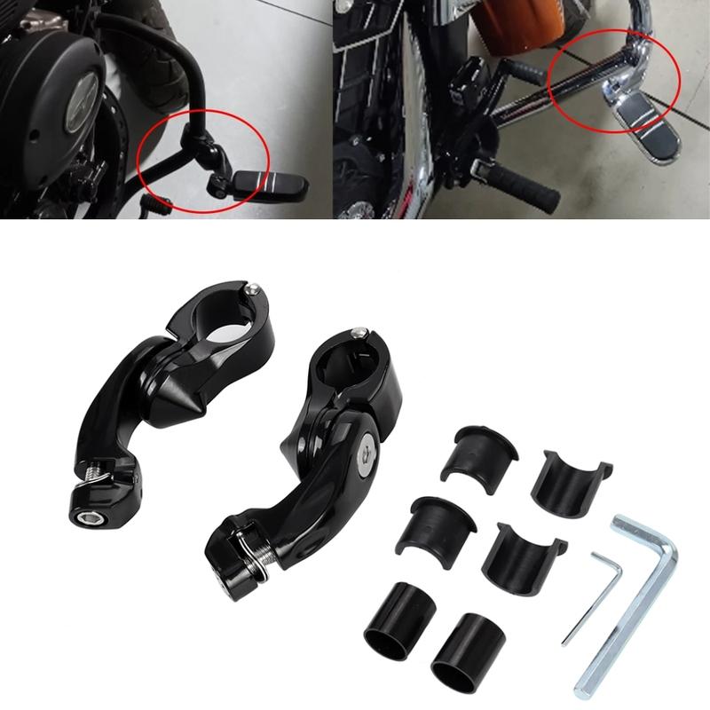 Motorcycles Male Mount-Style Chrome 1 1/4" Foot Peg Adapter Engine Guard Footrests Mount Clamps for Harley Softail Cafe Racer