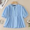 ZANZEA Blusa Casual da Donna Girocollo Tinta Unita Ampia Manica Corta
