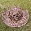 cowboy straw hat wholesale natural corn grass handmade cowboy hats For Men And Women Sun Protection Hats Outdoor Wide Brim cap