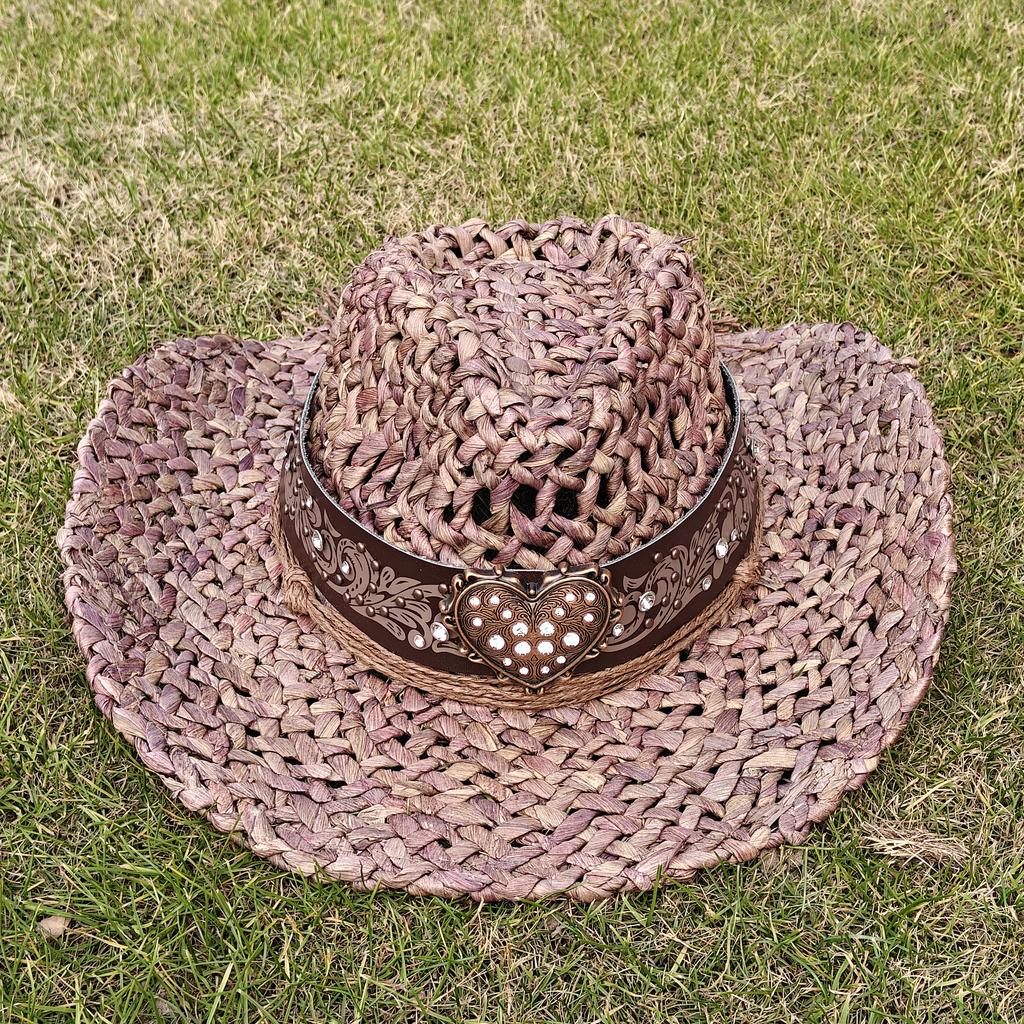 cowboy straw hat wholesale natural corn grass handmade cowboy hats For Men And Women Sun Protection Hats Outdoor Wide Brim cap
