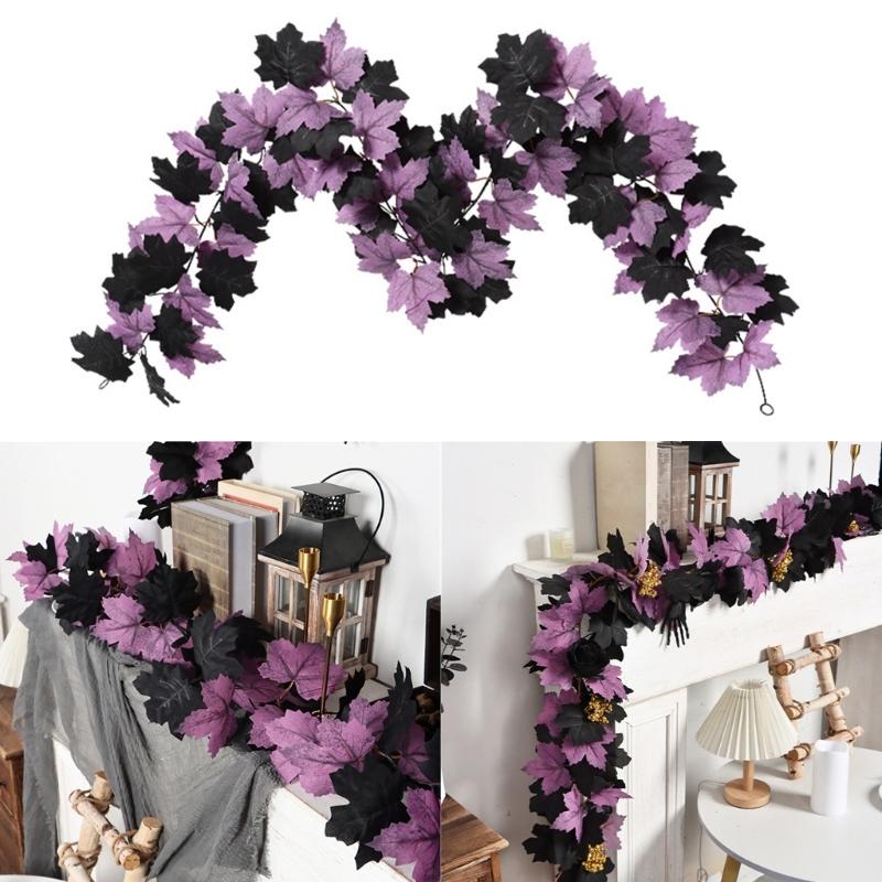 Flexible Artificial Maples Leaf Garlands Indoor Outdoors Halloween Theme Decors Easy Setups Sustainable Plastic Materials