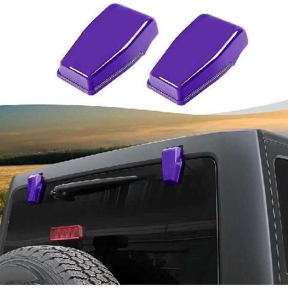 Rear Tail Window Hinge Decorative Cover Trim Compatible With 2007-2018 Jeep Wrangler JK JKU Exterior Accessories (Purple)