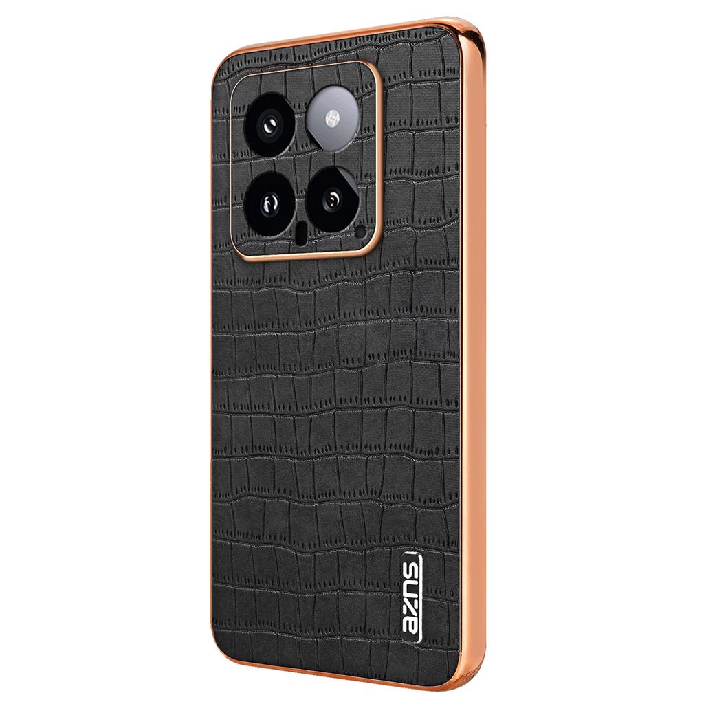 AZNS For Xiaomi 14 Case PU Leather Classic Crocodile Pattern Back Cover