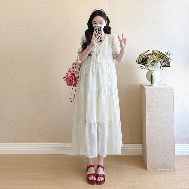 Maternity Summer Dress 2026: Simple, Fashionable Korean Loose Fit Plus Size with Embroidery