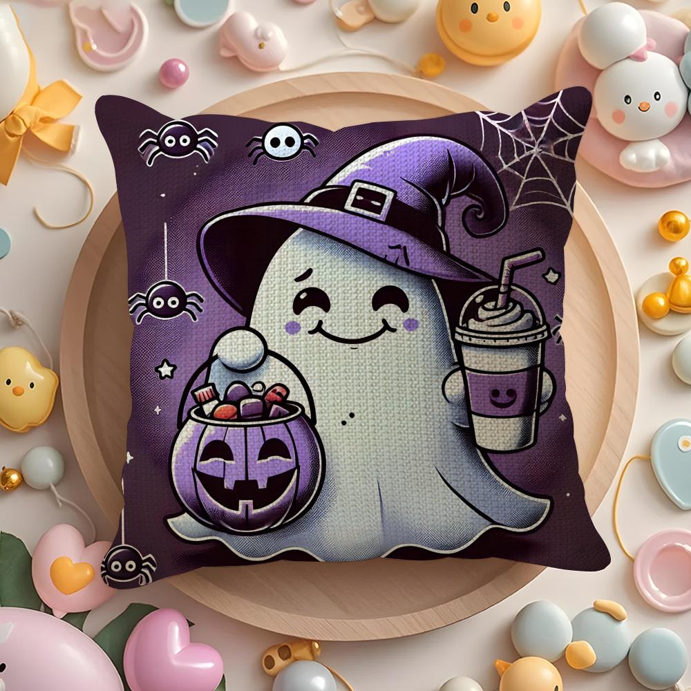 Cute And Funny Little Ghosts For Halloween Pillow Case Sofa Living Room Bedroom Headboard Backrest Cushion Square Cushion