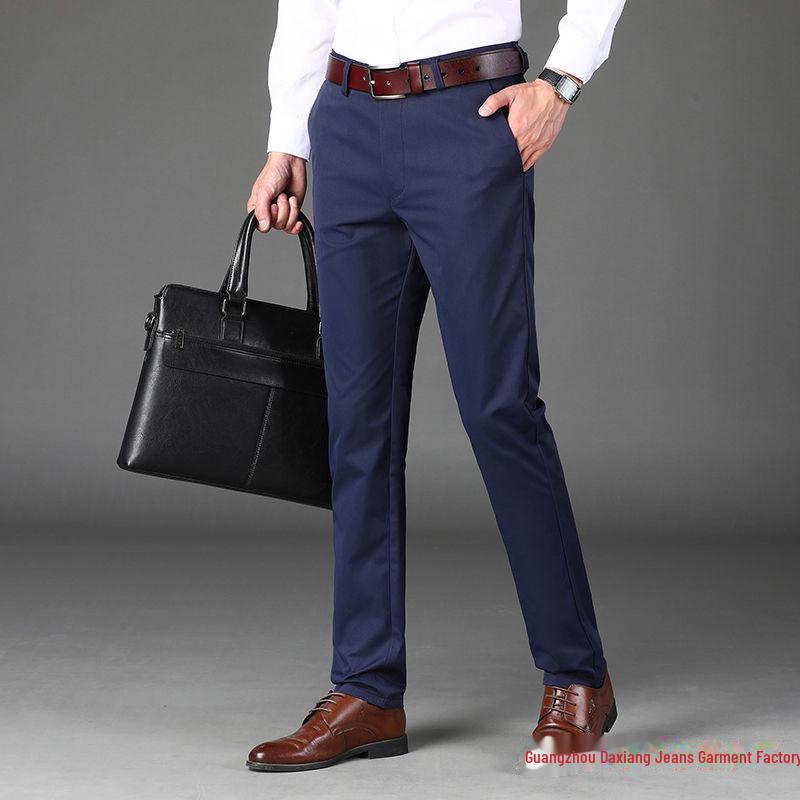 Pánské elastické slim rovné kalhoty na jaro/léto 2025 - Středního věku a mladý business casual styl