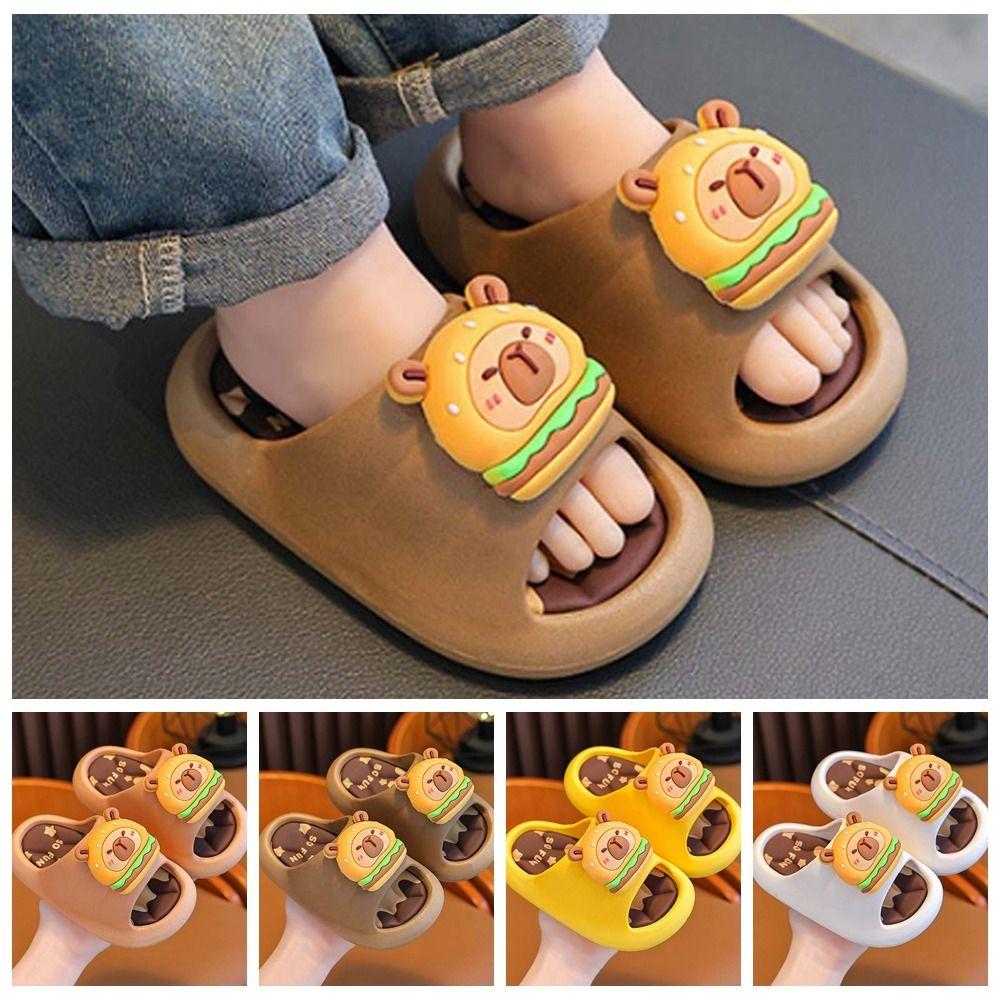 PVC Cute Capybara Slippers Thickened Children's Bathroom Sandals Cartoon Animal Slippers  Girls