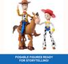Mattel Disney Pixar Storytellers Toy Story Jessie fully articulated action main characters 3-Pack Woody, & Bullseye, 4-inch figures, collectibles.
