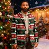 Herren Hässlicher Weihnachten Kord Warmtaschen Anzugjacke Strickjacke Herren Freizeitanzug