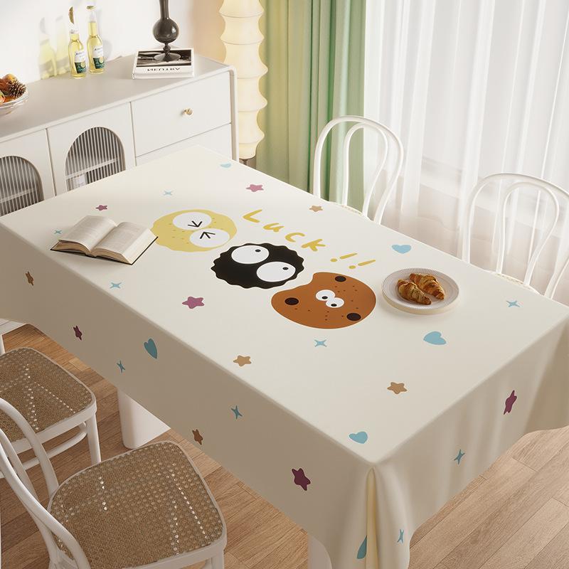 Rectangle Dining Table Tablecloth Waterproof And Oil-Proof Leave-In Cartoon Cute Wind Coffee Table Tablecloth Dining Table Cover