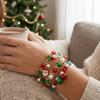 Layered Christmas Bracelet Set Red Green Stackable Bracelets Sweet Beaded Hand Chain  Holiday Party