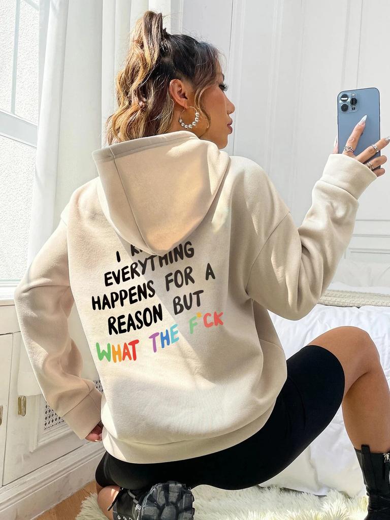Women's hoodie fashion clothing slogan print Kangaroo pocket draw rope letter print hoodie High quality sports hoodie