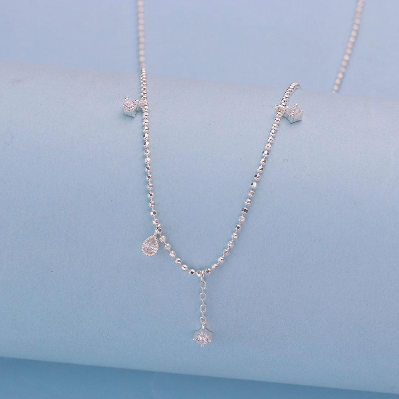 

S925 Sterling Silver Teardrop Necklace with Zircon Pendant - Women s Elegant Layered Clavicle Chain 925 Silver