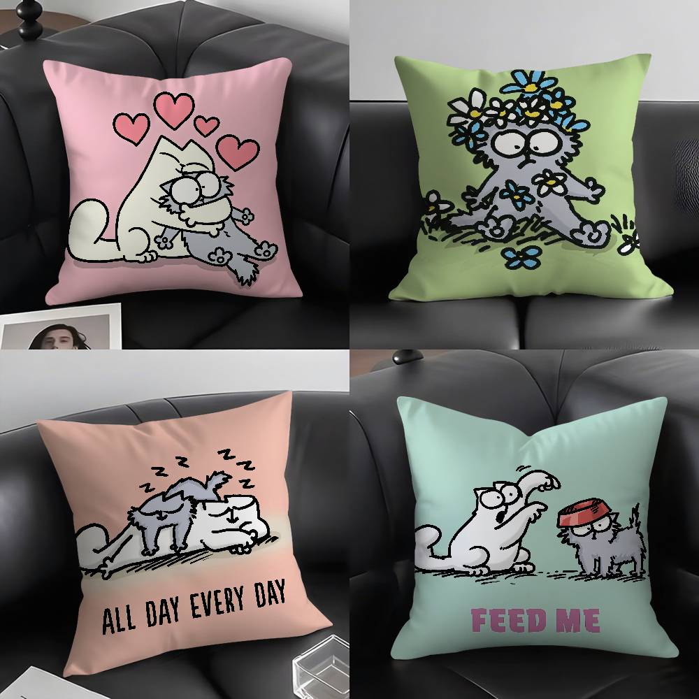 GORĄCY-Kreskówkowy S-Simons-Cat Poszewka na Poduszkę Pluszowa Tkanina Miękka Dwustronny Nadruk Sofa Ciepła Zima Dom Prezent Poszewka na Poduszkę