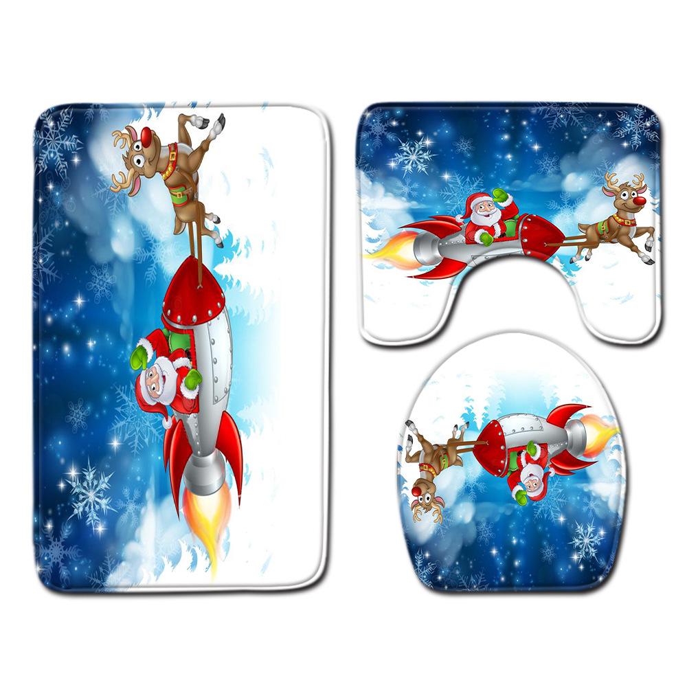 3D Toilet Floor Mat Bathroom Mat Christmas Three-Piece Foot Mat E-Commerce