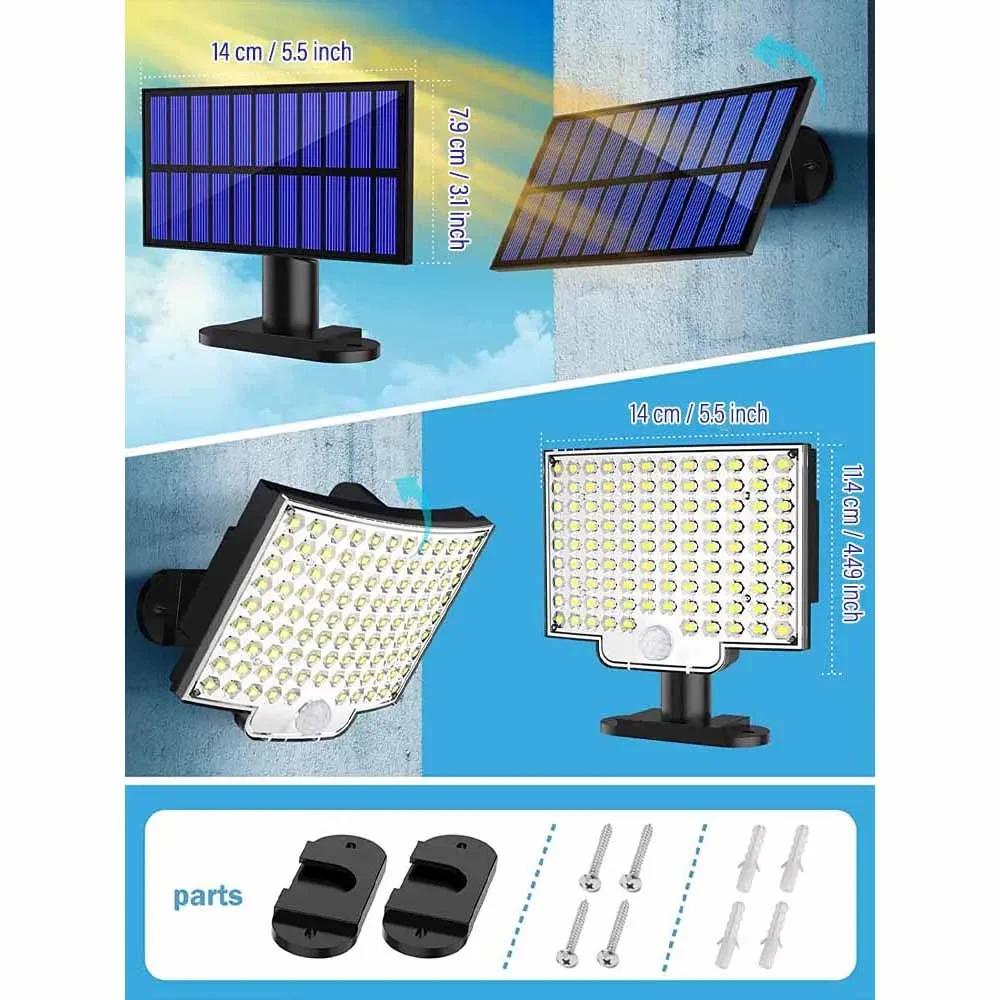 106 LED Solar Motion Light Outdoor Separate Panel Solar Flood Lights 4 Working Modes for Garden Garage Waterproof Wall Lights