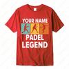 Personalised Your Name The Padel Legend Cotton TShirt for Padel Fans Tennis Player Silhouette Sports Casual Printed Unisex Tops