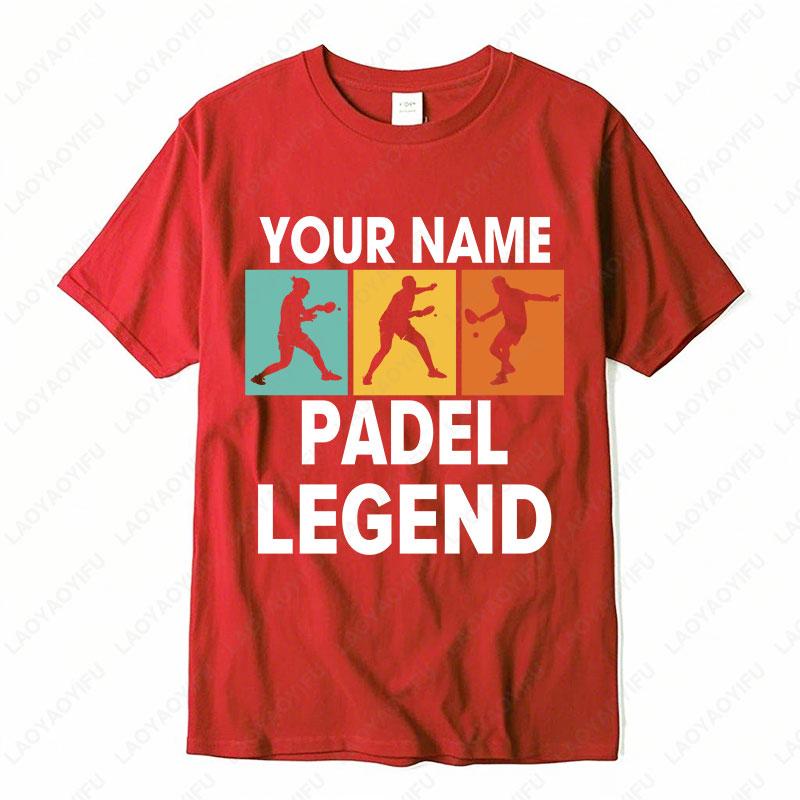 

Personalised Your Name The Padel Legend Cotton TShirt for Padel Fans Tennis Player Silhouette Sports Casual Printed Unisex Tops 4XL