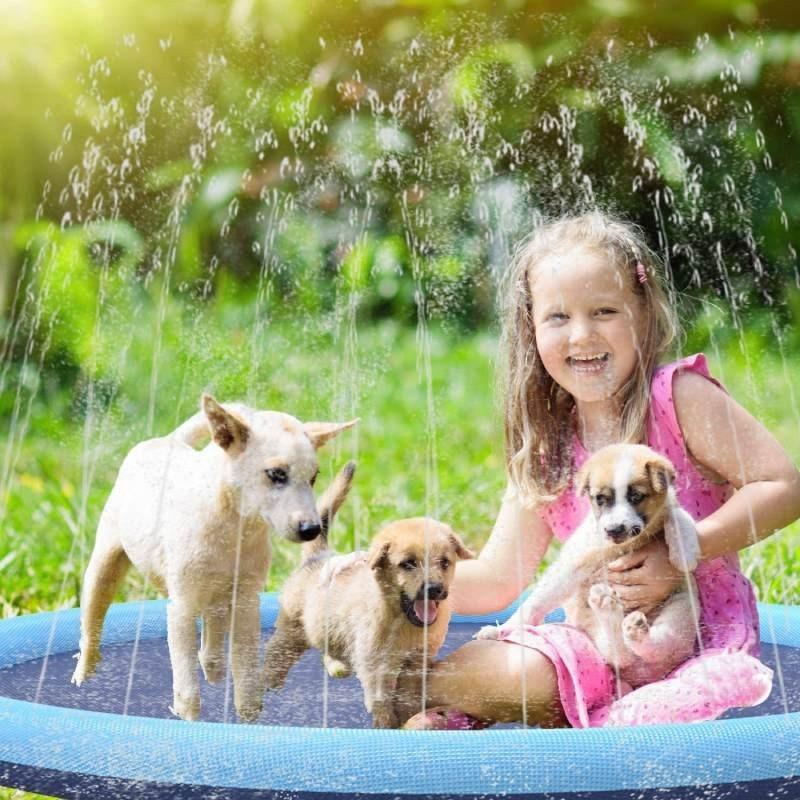Piscina de Salpicos Ecológica de PVC Antiderrapante para Animais de Estimação Verão Tapete de Brincadeira Aquática ao Ar Livre para Crianças e Cães