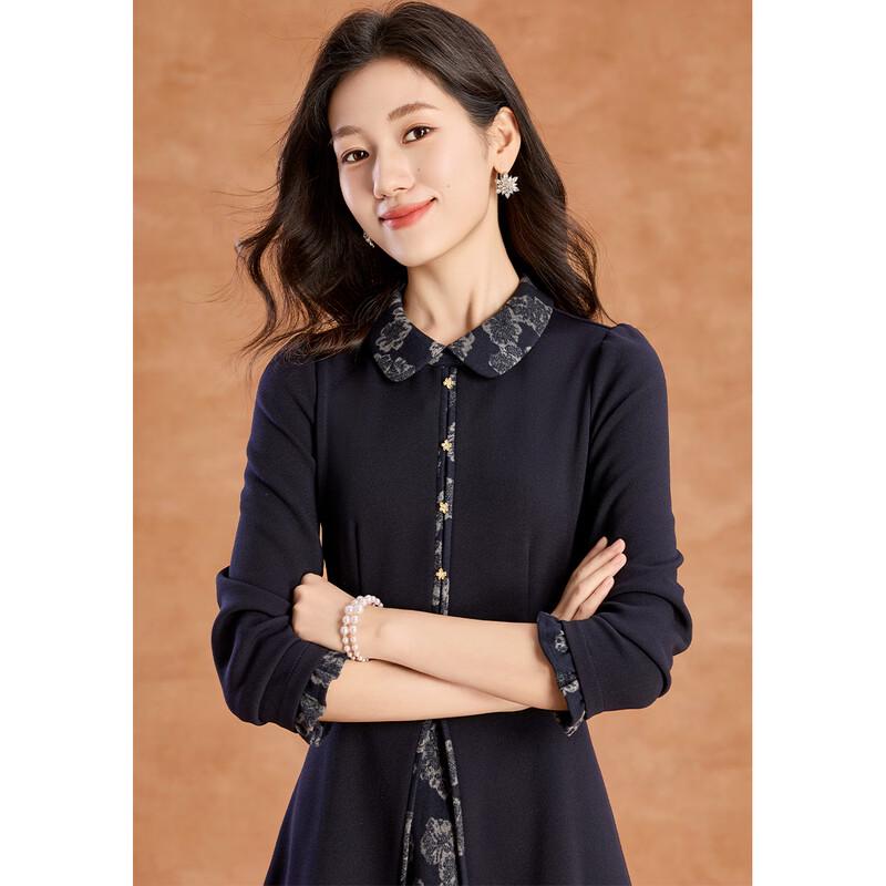 Women's Vintage Elegant Printed Lapel A-Line Dress