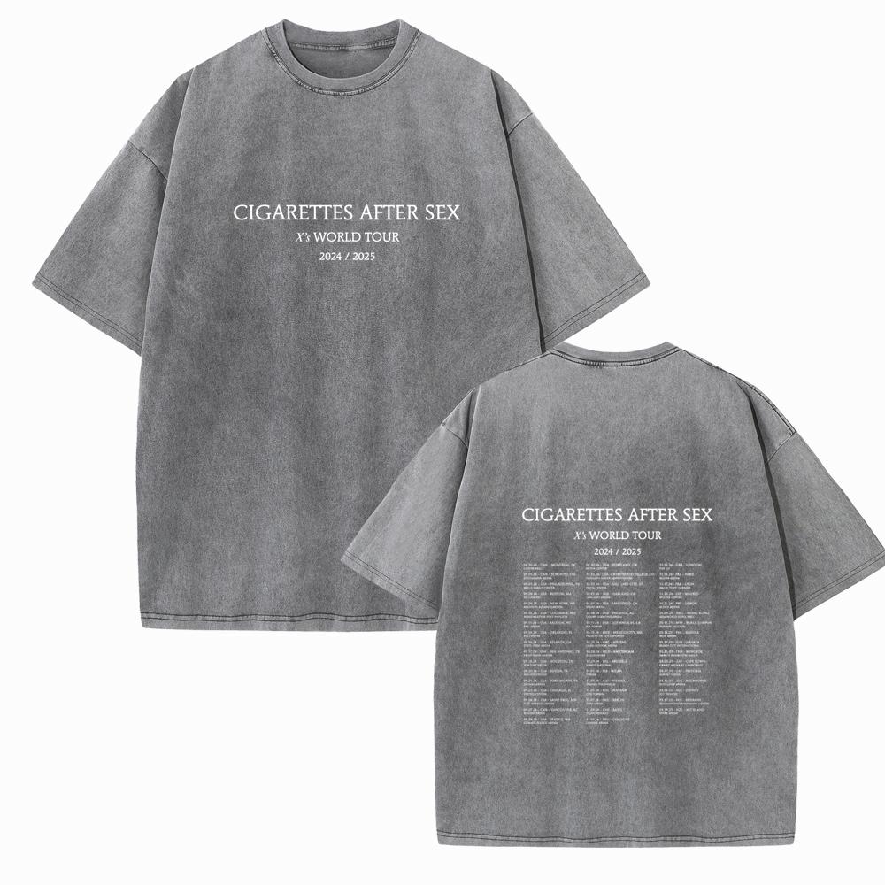 Cigarettes After Sex X's World Tour Vintage Harajuku Letní Hudební Fanoušci Dárek Krátký Rukáv Bavlna O-Výstřih Trička Ležérní Unisex