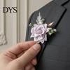 Lifelike Rose Colors Pin Men Simulated Corsage Lightweight Compact Size Brooch Forest Style Lapel Suit Decoration with Green Leaves Vine Elements Prom