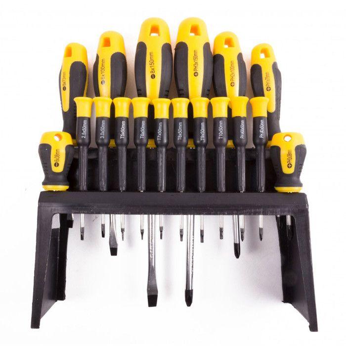 Screwdriver Set - SHOP-STORY - 18 Pieces - Magnetic Tips - Ergonomic Handles - Multifunctional
