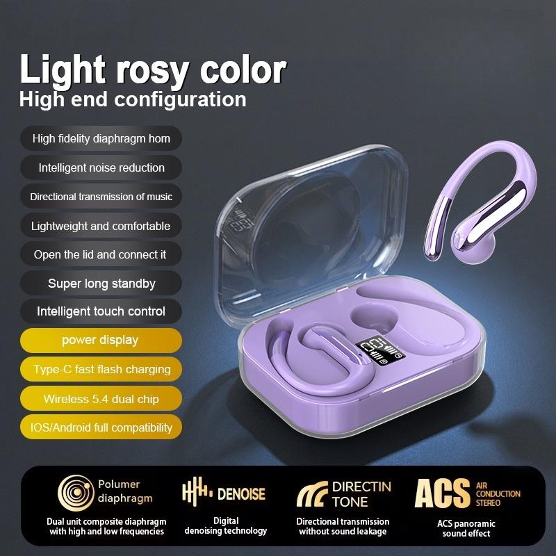 Open Ear Hook Earbuds Bluetooth 5.4 Earphones LED Display ACS Directional Sound Noise Reduction Sports Wireless Headphones 