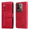 For vivo Y29 4G PU Leather Cases with Zipper Pocket Wallet Phone Cover Stand