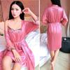 Women Fashion Soft Satin Two-Piece Pajamas Sets Ice Silk Nightgown Sleepwear