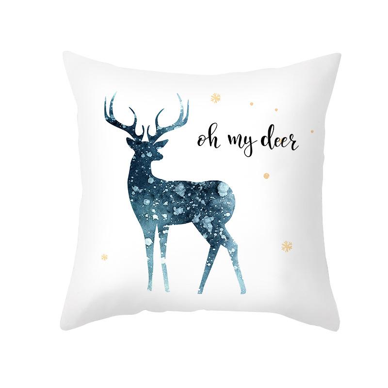 Nordic Christmas Pillow Cover Simple Printed Lines Elk Series Sofa Office Pillow Cushion Cover