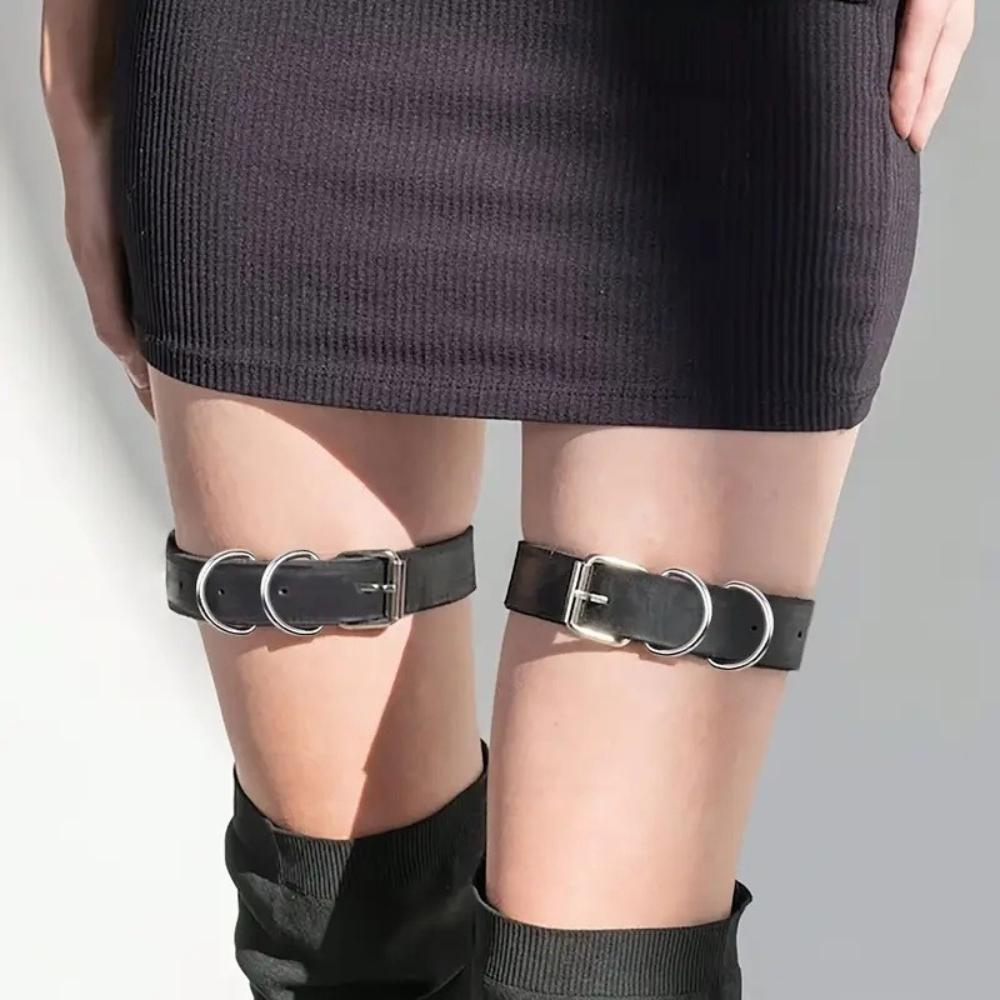 

2Pcs Thigh Strap Ring Pu Leather Gothic Adjustable Leg Ring Thigh Harness Punk Rock Leg Garter Belt Clothing Accessory