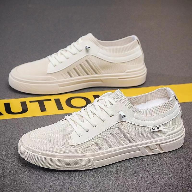 

Spring and summer men s casual board shoes fashion sports men s shoes outdoor trendy shoes flying woven breathable versatile shoes men s 39 бежевый