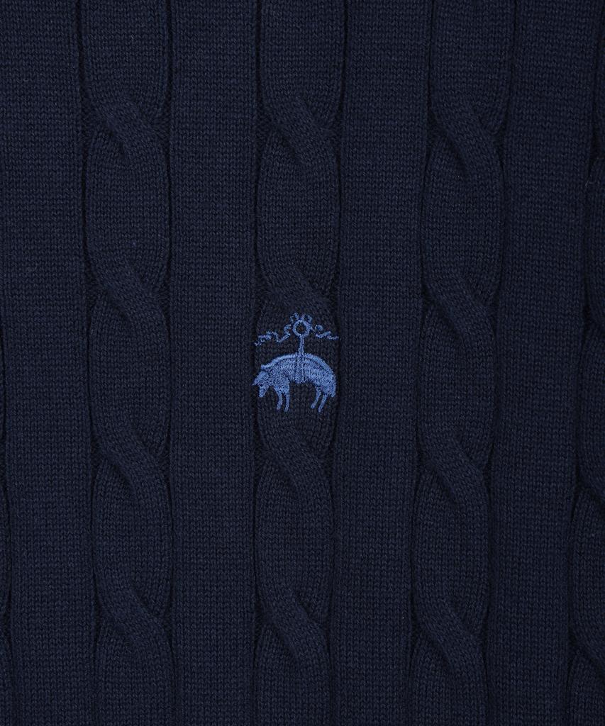 BROOKS BROTHERS Cotton Cable Crew Neck Short Sleeve Sweater (Dark Navy) (Bbwrmog203)