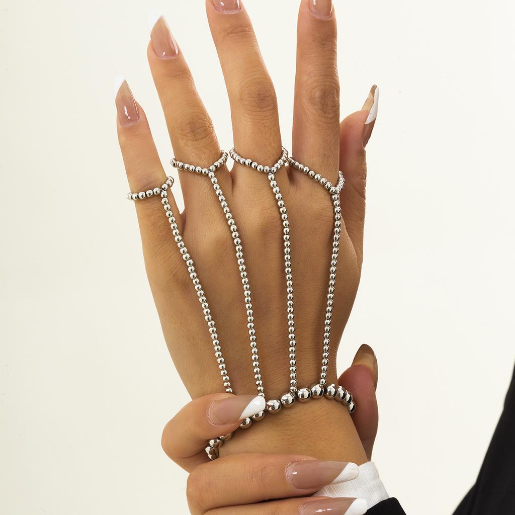 Punk Geometric  Chain Wrist Bracelet for Women Ring Charm Set Couple Emo Fashion Jewelry Gifts Pulsera Mujer