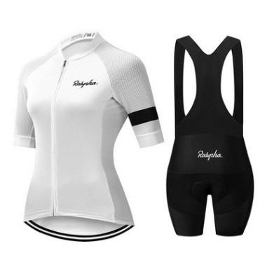 Women's Short Sleeve Cycling Suit Top Strap Shorts Road Bike Team Edition Summer