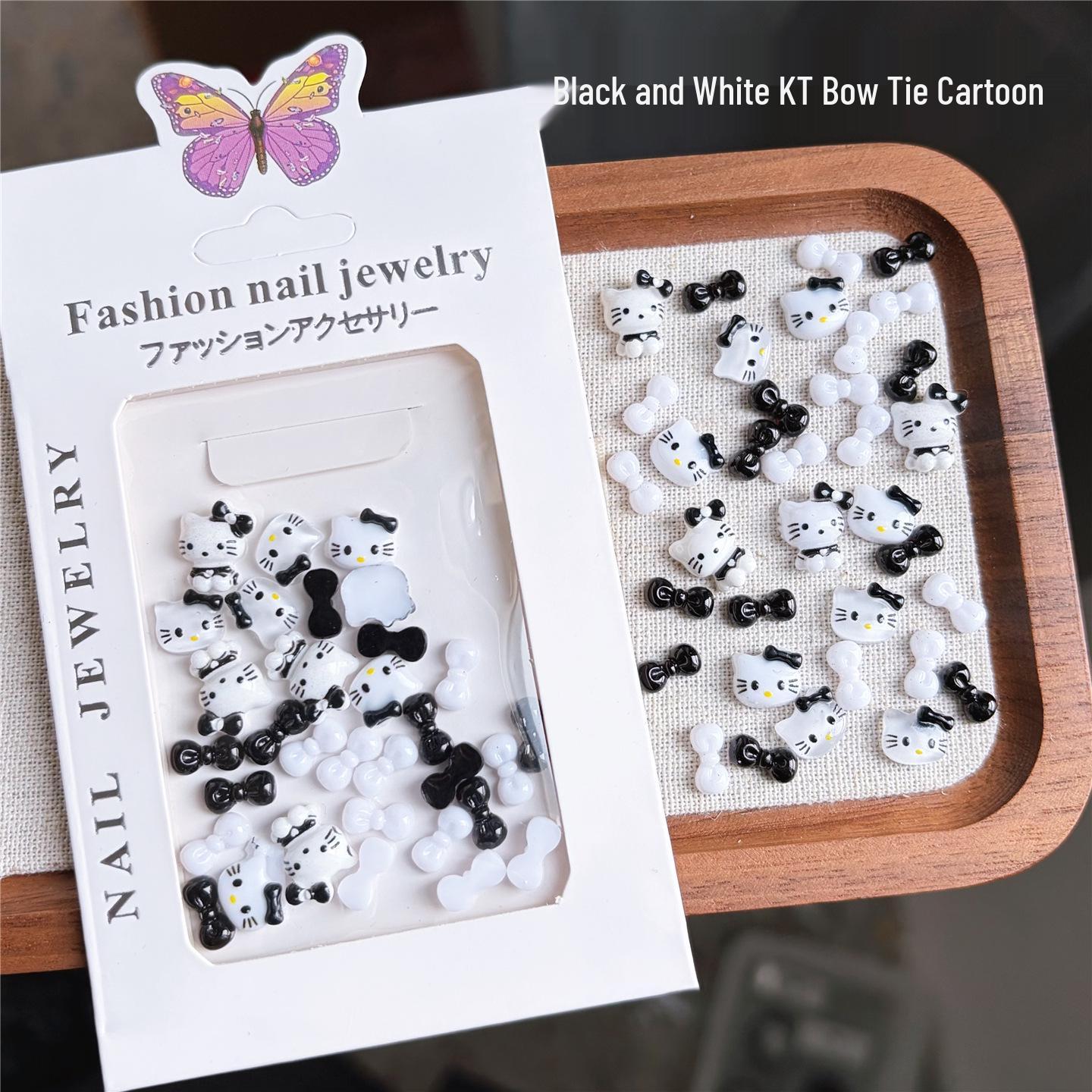 Resin Cat Bow Tie Nail Art Decorations: New Year, Christmas, Hello Kitty, Red Bow Accessories