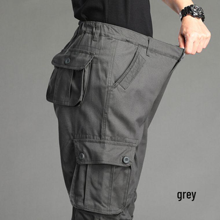 Spring and Autumn Men's Multi-Pocket Casual Pure Cotton Loose Straight-Leg Trousers
