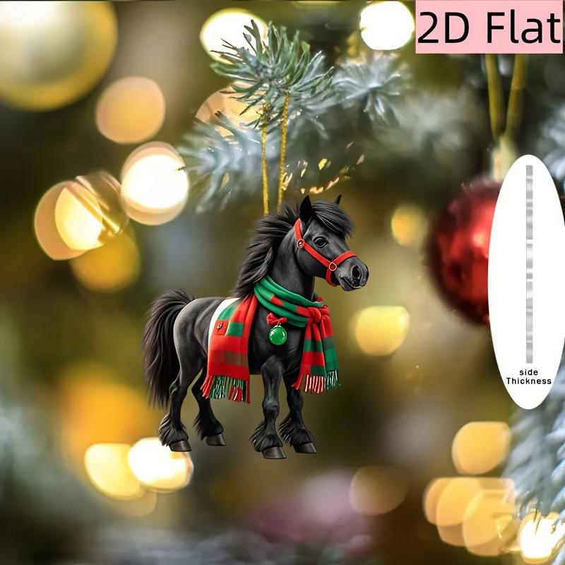 1/3Pcs Elegant Christmas Horse 2D Acrylic Decorations Hanging On Christmas Trees As Christmas Home Decorations Xmas Party Gifts
