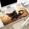 1pc Large Gaming Mouse Pad, UV Reactive Non-Slip Desk Mat, Washable PolyesterCate, Kitten, FlowersComputer Pad with Vibrant Game Machine Pri