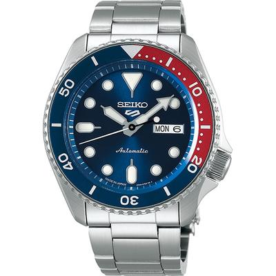 Seiko Herren SBSA003 (5SPORTS SKX Sport Style Mechanisches Herren-Metallarmband) Runde Uhr Silber
