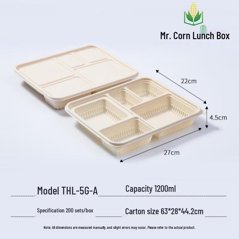 Mr. Corn Disposable 5-Compartment Degradable Lunch Box