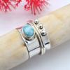 Larimar Ring,Spinner Ring,925 Sterling Silver Band Ring