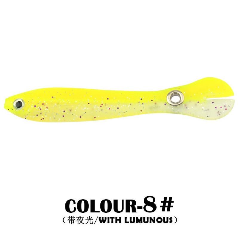 5 Stück/Beutel, 5 cm, 1,3 g, Lumineszenz-Weichköder, realistischer T-Schwanz-Fisch-Imitationsköder für Angelausrüstung, Nachtangeln, Meer, Fluss