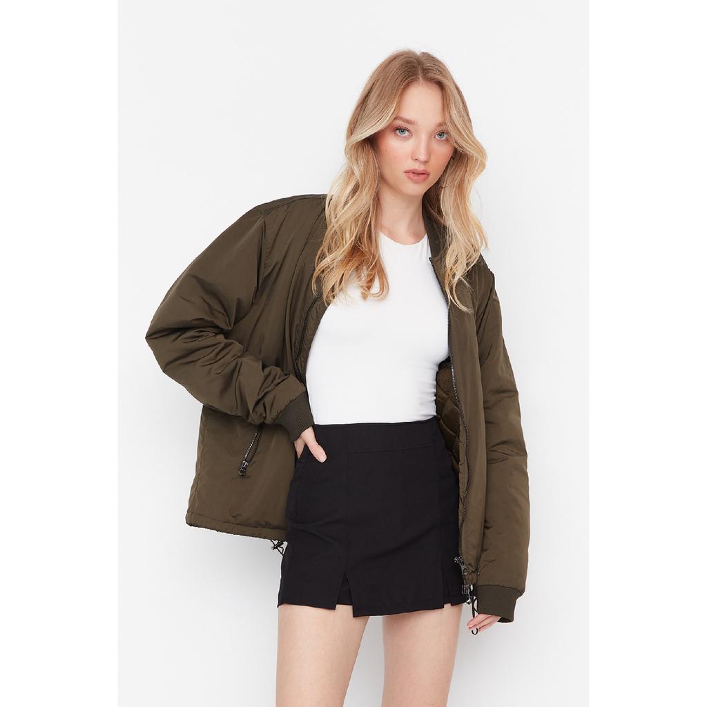 Schwarzer, doppelt geschlitzter, gewebter Super-Mini-Shortsrock Twoss20sr0364