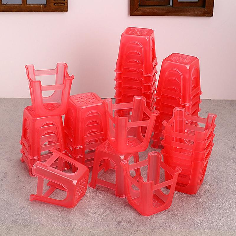 10Pcs Dollhouse Miniature Plastic Stools Chairs Furniture Home Model Decor Toy Doll House Accessories