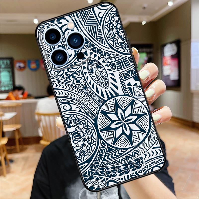 Maori Polynesian Samoan Tribal Case For iPhone 16 15 11 12 13 14 Pro Max XS XR X 7 8 Plus 12 13 Mini Soft Cover