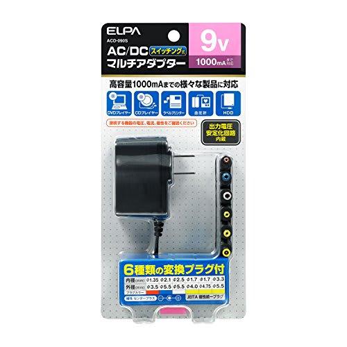 ELPA AC-DC Multi Adapter Konverzní adaptér AC100V 50/60Hz Jmenovitý výstup: DC9V/1000mA Přibl. 1,8m ACD-090S